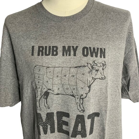 Vintage 90s Rub My Own Meat T Shirt XL Grey Crewneck Short Sleeve Funny Humor - Picture 2 of 6